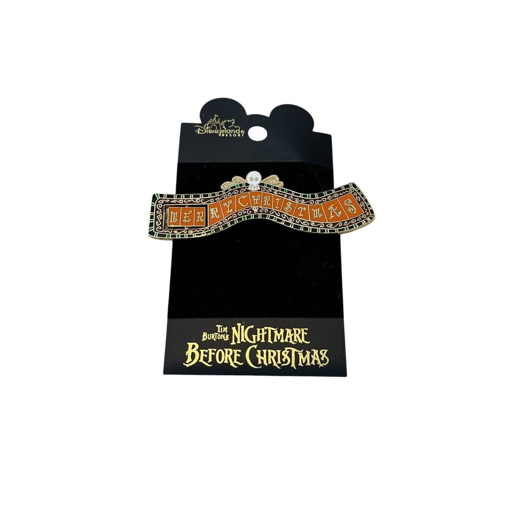 Disney Nightmare Before Christmas Passholder Spinner Pin Scary Merry Sign